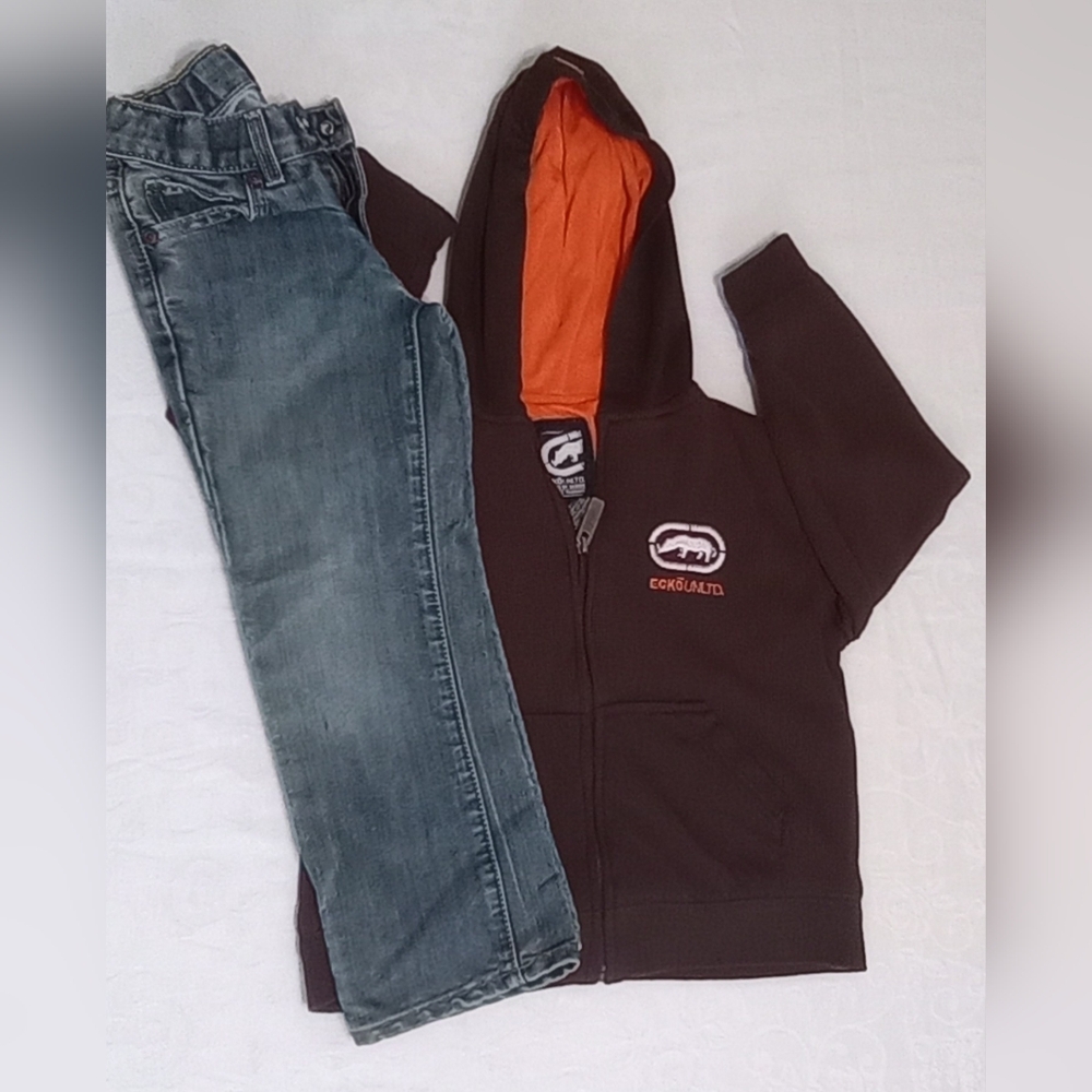 Ecko Unlimited Brown and Orange Kids Hoodie And Jeans